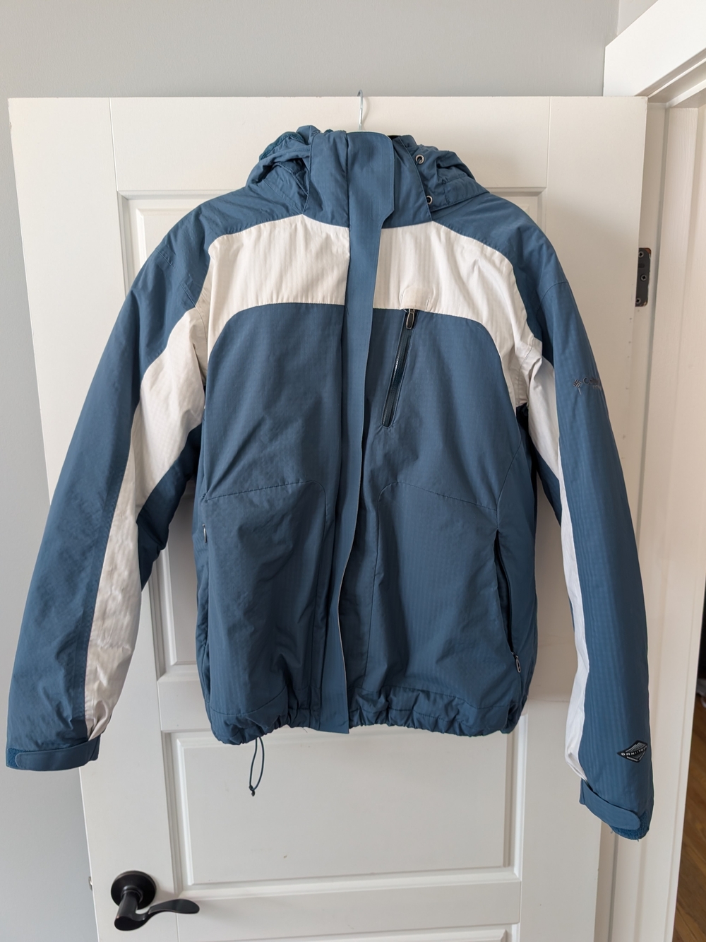 Columbia Titanium Omni-Tech Hooded Ski Jacket Blue White Women's Large